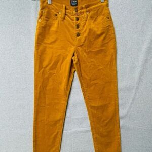 J.Crew Sz 26 Women’s Mustard Velvet Corduroy Skinny High Rise 9” Pants Jeans Ins